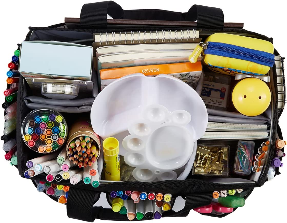 Craft Organizer Tote Bag, Art Caddy Organizer with Handles,Multi-Functional Craft Caddy for Sewing & Scrapbooking Supplies,Travel Art Box JOSIVIKY (White) - Image 2
